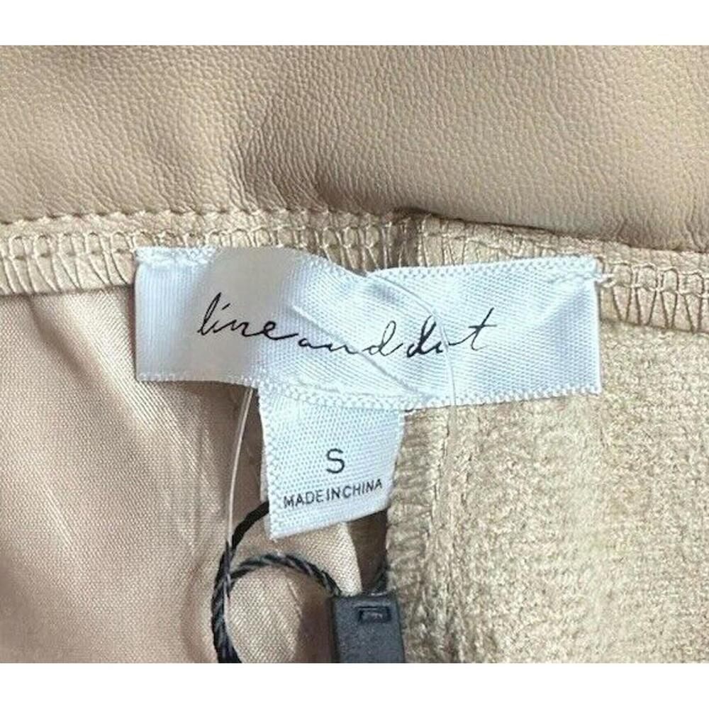 NWT Line and Dot Womens Vegan Faux Leather Beige Pants Slacks Trousers Size S - Picture 6 of 11